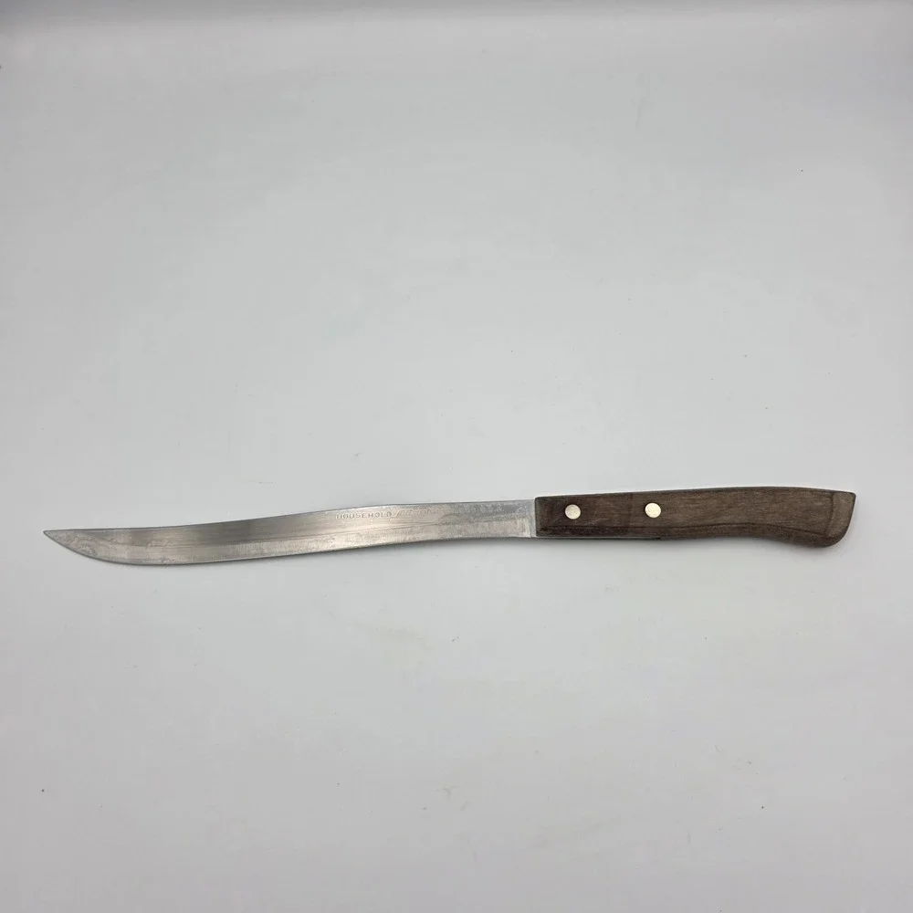 Vintage Household Surgical Stainless Steel USA Knife Wood Handle 13.5